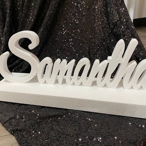 Unfinished Custom Script Name Centerpiece for Sweet 16 candelabra, Candy Buffet, baby Shower, quince or Mitzvah DIY