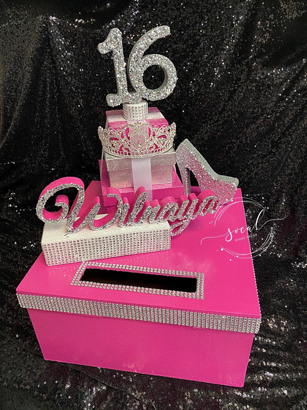 Sweet 16 15 Quince Card Box Rhinestone Tiara High Etsy