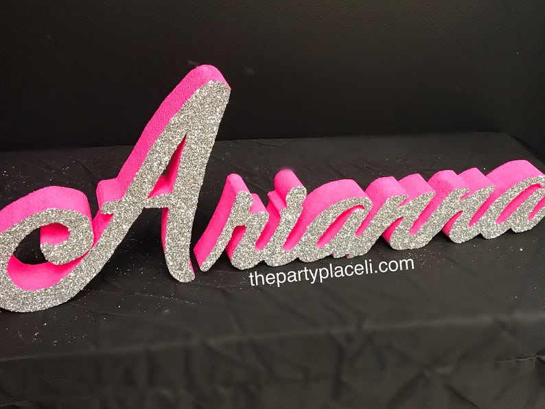 USA Made Custom Script Name for Sweet 16 Candelabra, Quinceanera & Mitzvah Candle Lighting Centerpiece, Candy Buffet, Boards, Signs image 1