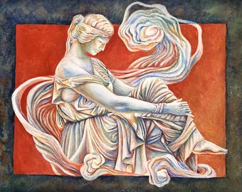 Sappho- giclee print of an original egg tempera painting