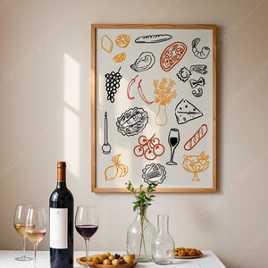 Italian Dinner Art Print | Trendy Kitchen Wall Decor (Digital Download)