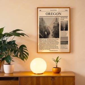 Pobieranie cyfrowe | Plakat artystyczny Oregon State | Sztuka gazetowa | Czarno-biały plakat artystyczny State | Plakat podróżniczy | Minimalistyczny wydruk artystyczny |