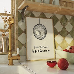 Descarga digital / Esta cocina es para bailar arte impresión / disco arte impresión / arte de la cocina / lindo arte de la pared / arte vintage / cartel de la cocina /