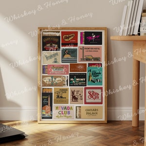 Digital Download | Vintage Las Vegas Matchbook Art Print | Bar Cart Art | Vegas Poster | Vintage Art Matchbook Collage | Las Vegas Art Print