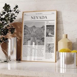 Digital Download | Nevada State Art Poster | Newspaper Art | Black and White Art State Poster |Travel Poster | Minimalist Art Print | Nevada