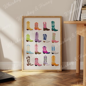 Descarga digital / Impresión de arte de botas de vaquera / Decoración del hogar de moda / Arte de pared lindo / Decoración del hogar de Wester / Cartel de botas de vaquera / Arte de dormitorio preppy
