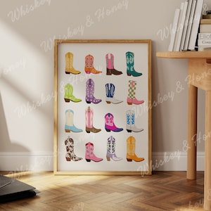 Digital Download | Cowgirl Boots Art Print | Trendy Home Decor | Cute Wall Art | Wester Home Decor | Cowgirl Boots Poster | Preppy Dorm Art