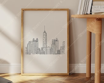 Digital Download | Chicago Skyline Art Print | Chicago Art | Chicago Poster | The Windy City | Bar Cart Art | Dorm Decor | Chicago Wall Art