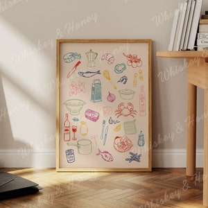 Digitale download | Kunstafdruk keukeningrediënt | Afdrukbare kunst | Keukenkunst | Voedselkunstafdruk | Trendy woondecoratie | Pasta | Italiaanse kunst
