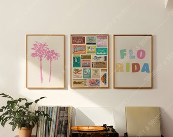 Vintage Florida konsttryckset | Matchbook Collage (digital nedladdning)