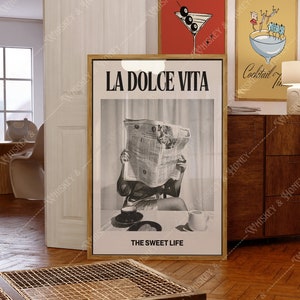 デジタル ダウンロード | La Dolce Vita アート プリント | The Sweet Life ポスター | トレンディ アート | バー カート アート | It Girl ポスター | ガール アパートメント アート |