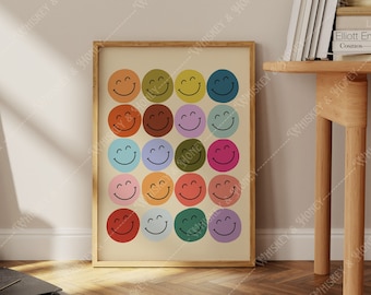 Colorful Smiley Faces Art Print | Playful Nursery Decor (Digital Download)