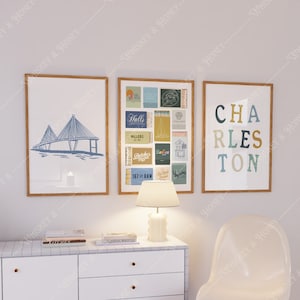 Digital Download | Charleston Art Prints Pack | Charleston Wall Art | South Carolina Art | Charleston Matchbooks | Matchbook Collage |Poster