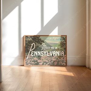 Pobieranie cyfrowe | Spotkajmy się w Pensylwanii Wydruk artystyczny | Plakat w stylu vintage | Sztuka podróżnicza | Pocztówka retro | Sztuka wózka barowego | Plakat Pensylwania