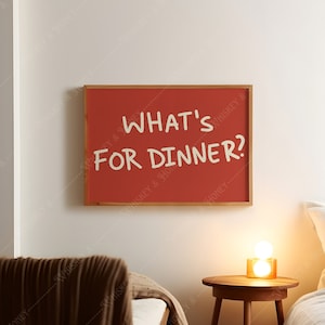 What&#39;s For Dinner Kitchen Art Print | Trendy Food Poster (Digital Download)