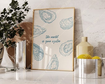 Oyster Art Print | Coastal Kitchen Wall Decor (Digital Download)