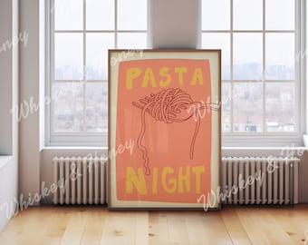 Digital Download | Pasta Night Art Print | Printable Art | Kitchen Art Print | Trendy Home Decor | Food Art | Kitchen Poster | Large Art