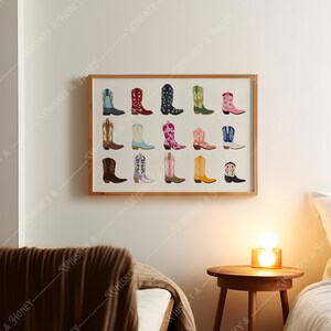 Digital Download | Cowgirl Boots Art Print | Western Wall Art | Cowgirl Art Prints | Preppy Cowgirl boots | Dorm Prints | Western Poster |