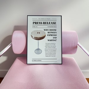 Digital Download | Espresso Martini Art Print | Bar Cart Wall Art | Printable Art | Trendy Home Decor | Espresso Martini Poster | Dorm Decor