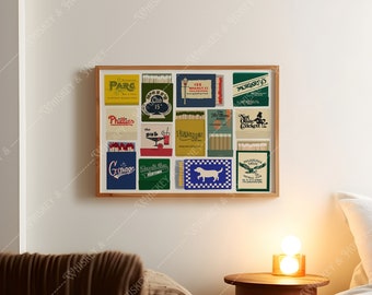 Vintage Philadelphia Streichholzbriefchen Kunstdruck | Philly Barwagen Decor (Digitaler Download)