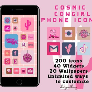 Hand-drawn Cosmic Cowgirl Phone Icons Pack | Phone App Covers | Iphone Icons | Android Icons | Western Icons | Disco Cowgirl App Icons