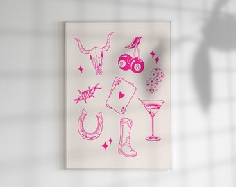 Preppy Cowgirl Art Print | Lucky Western Poster (Digital Download)