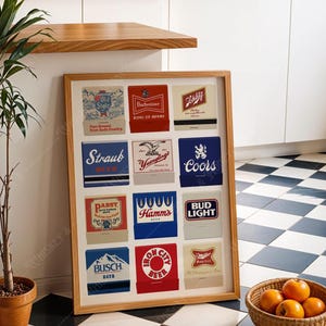 Pobieranie cyfrowe | Sztuka w stylu vintage Beer Matchbook | Kolaż z zapałek | Sztuka w stylu vintage Beer | Sztuka w barze | Sztuka w jaskini człowieka | Plakat retro
