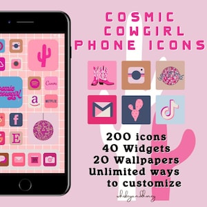 Cosmic Cowgirl Phone Icons Pack | App Covers, Widgets & Wallpapers (Digital Download)