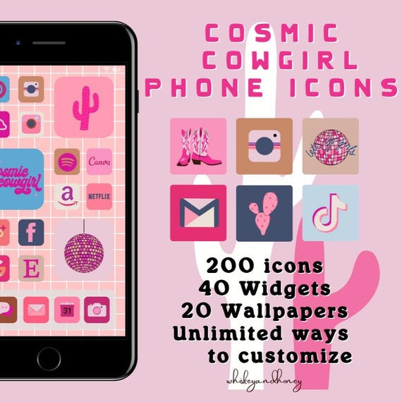 Cosmic Cowgirl Phone Icons Pack | App Covers, Widgets & Wallpapers (Digital Download)