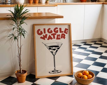 Digital Download Art Print | Giggle Water Art Print | Bar Cart Art | Vintage Bar Poster | Bar Poster | Dorm Decor | Apartment Art