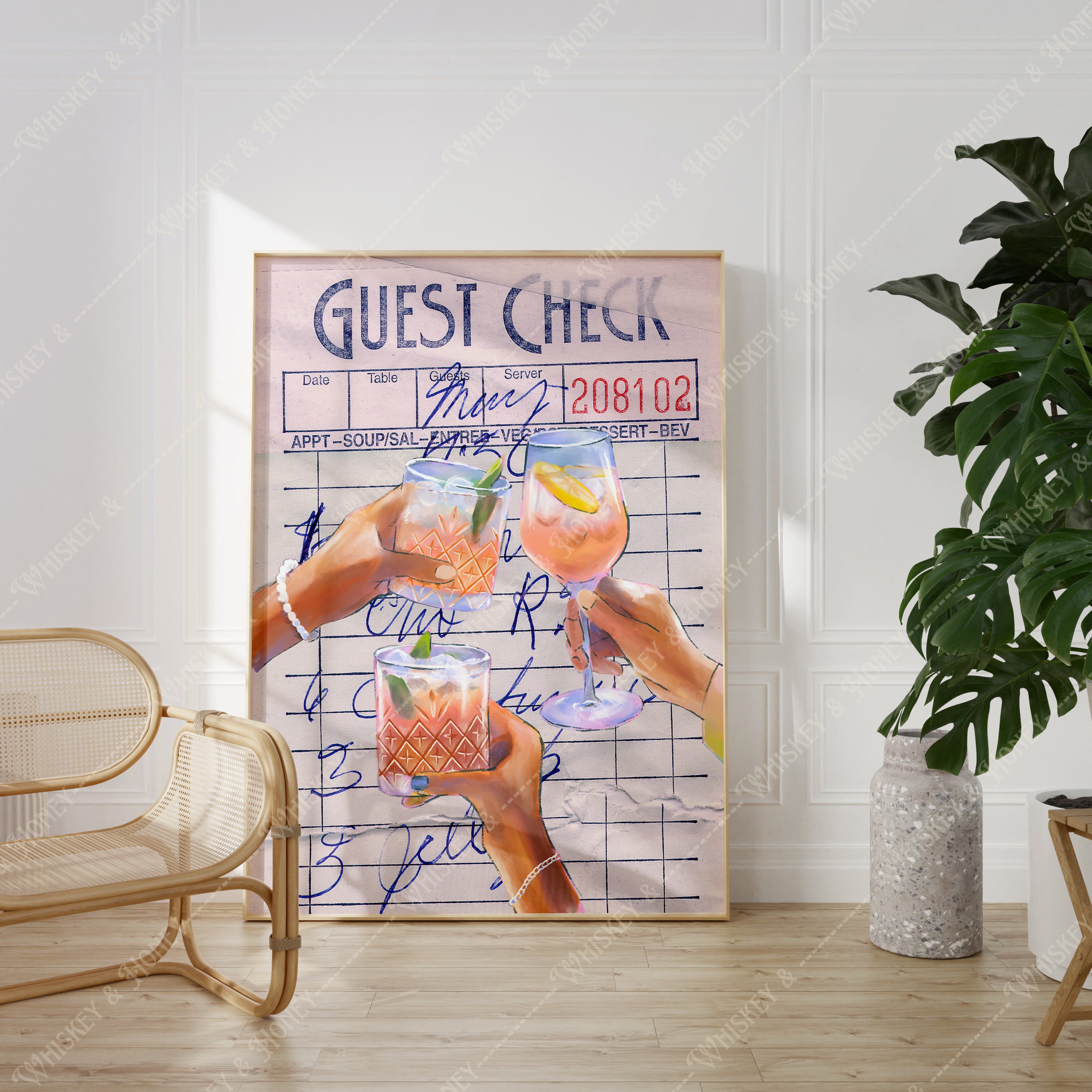 Cheers Guest Check Art Print | Cocktail Poster (digital Download) - Etsy