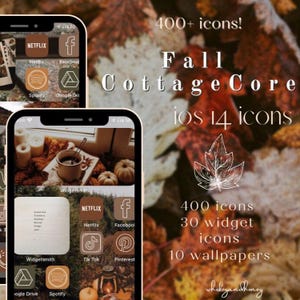 Fall Cottagecore App Icons iOS 14, Widget, Wallpaper Pack (Digital Download)