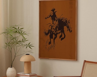 Bucking Bronco Art Print | Retro Cowboy Illustration (Digital Download)