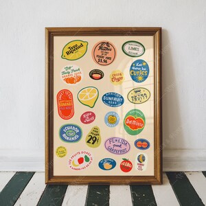 Vintage Fruit Stickers Art Print | Retro Kitchen Decor (Digital Download) image 5