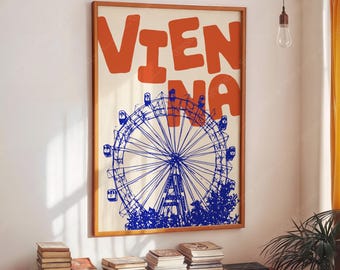 Vienna Ferris Wheel Art Print | Austria Travel Poster (Digital Download)