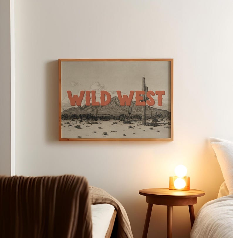 Vintage Wild West Art Print | Western Cowboy Poster (Digital Download) image 1