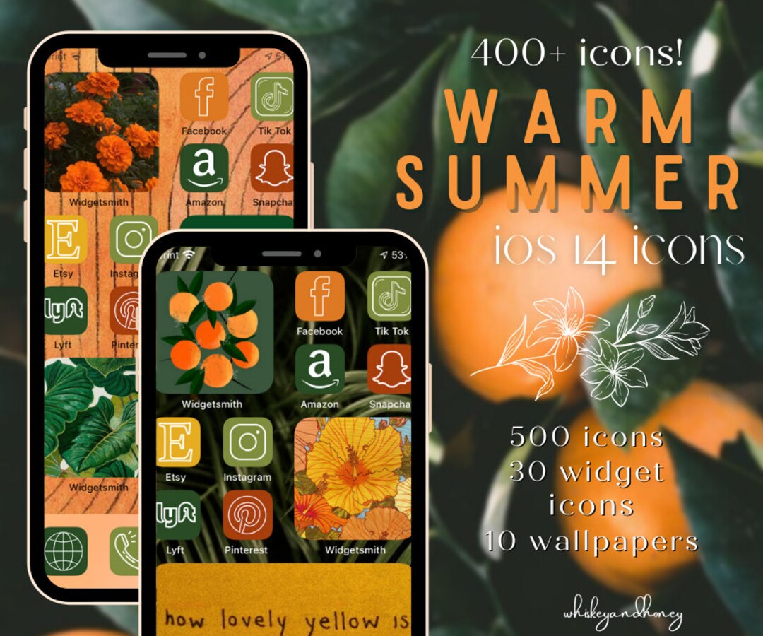 Warm Summer Aesthetic IOS 14 Icons Pack Etsy