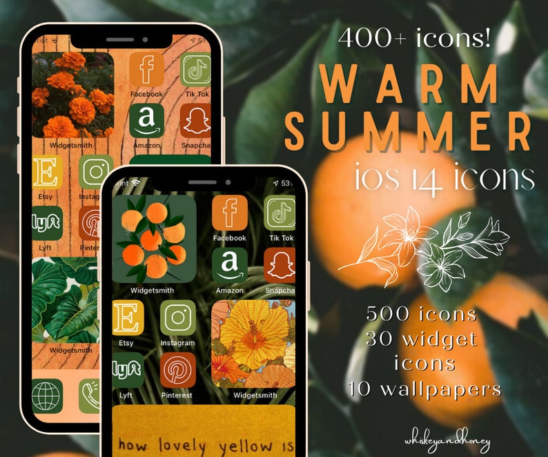 Warm Summer Aesthetic IOS 14 Icons Pack - Etsy