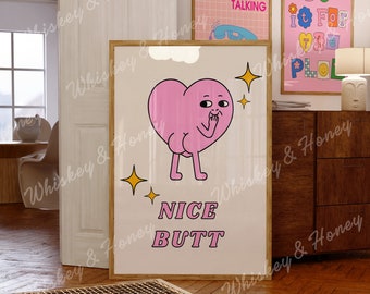 Digital Download | Nice Butt Art Print | Bathroom Art | Bedroom Poster | Gallery Wall | Funny Poster | Preppy | Trendy Art | Large Wall Art