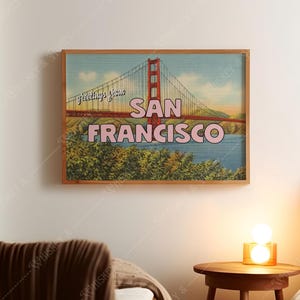 Download digitale / Stampa artistica di saluti vintage da San Francisco / Poster di cartoline vintage / Stampa artistica di San Francisco / Poster della California /