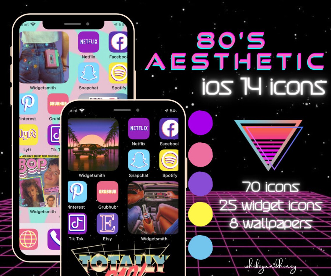 80s Aesthetic IOS 14 Icons Pack - Etsy