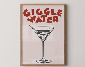 Giggle Water Cocktail Art Print | Vintage Bar Poster