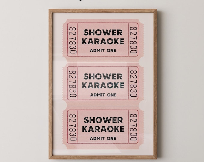 Shower Karaoke Ticket Art Print | Bathroom Wall Decor