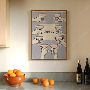 Descarga digital / Impresión artística ¡Salud! / Arte para carrito de bar / Arte mural bonito / Póster de cócteles / Póster de cócteles vintage / Arte de cocina / Arte retro