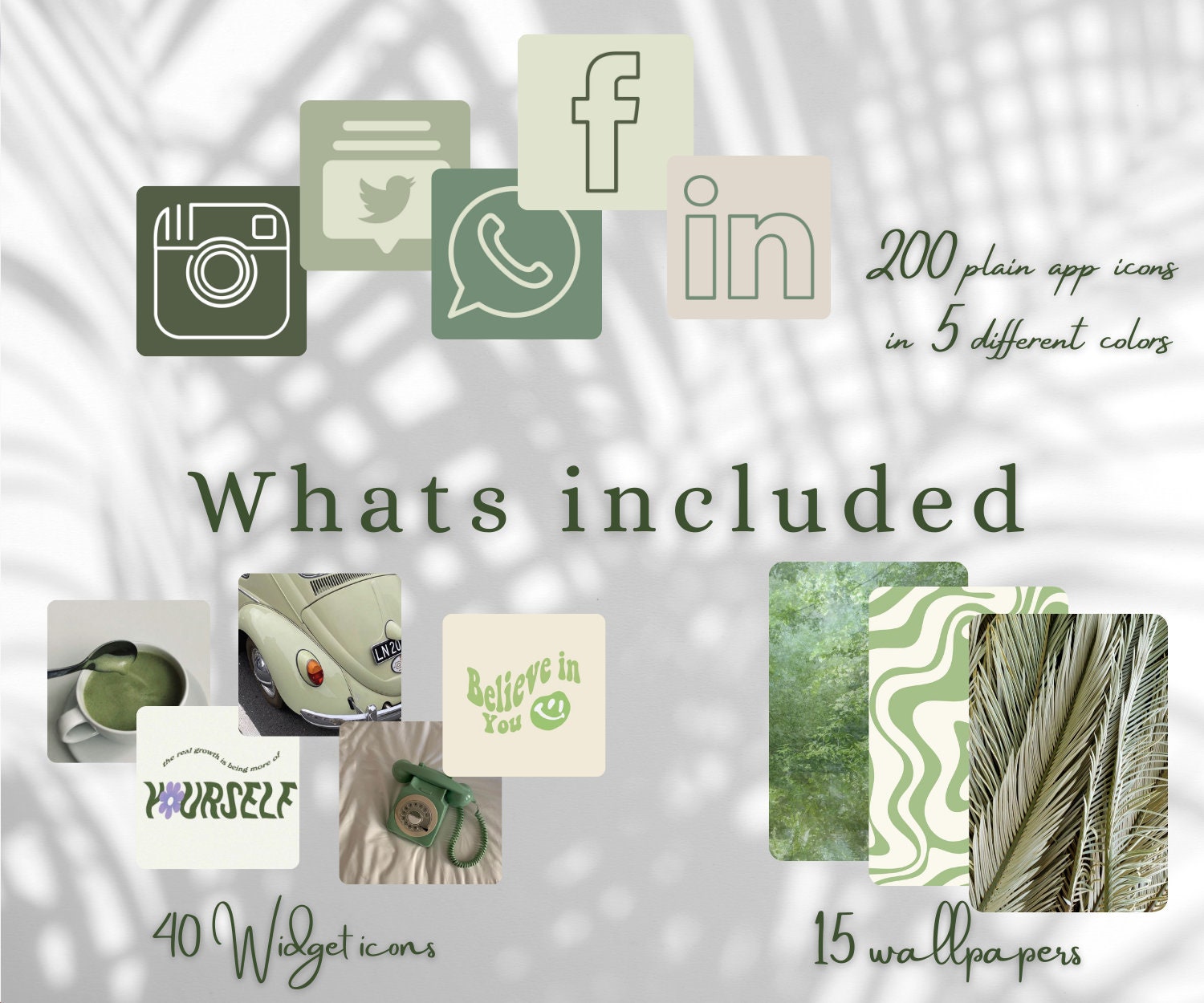 Sage Green Aesthetic IOS 14 Icons Pack Etsy