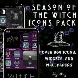 Iconos de aplicaciones de iPhone de brujas / Cubiertas, widgets y fondos de pantalla de iOS (descarga digital)
