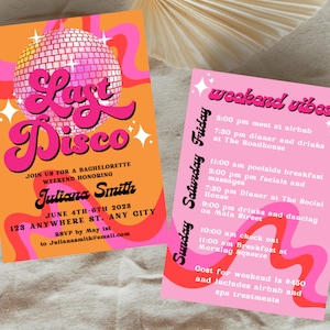d'invitation de enterrement de vie de jeune fille disco | Modèle de toile | faire-part modifiable | Cartes d'anniversaire | Téléchargement numérique | Discothèque