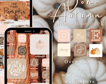 Boho Autumn Phone Icons | App Covers, Widgets & Wallpaper (Digital Download)
