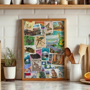 Descarga digital / Impresión artística de sellos vintage / Póster retro / Arte de viajes / Decoración bonita para el hogar / Arte de carrito de bar / Impresión artística de sellos / Arte colorido