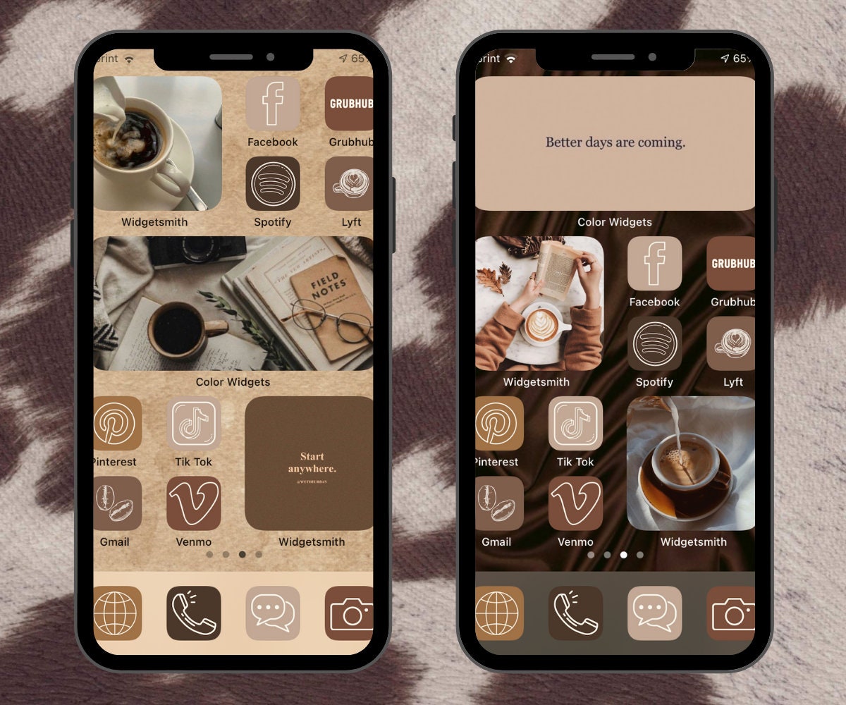 Coffee and Cream Aesthetic Phone Icons Pack Iphone IOS14 and | Etsy